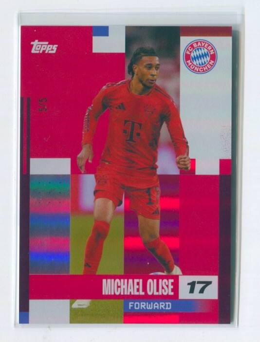 2024 Topps Bayern Munich Team Set Color Match Red MICHAEL OLISE 5/5