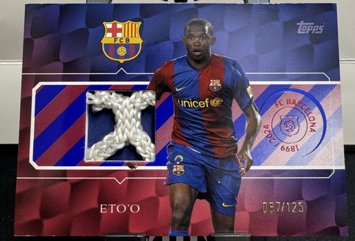 [TC06206] 2024-25 Topps 125th Anniversary Barcelona Samuel Eto’O Game Used Goal Net /125