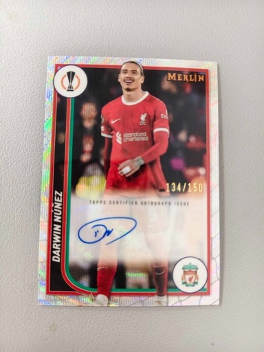 [TC05565] DARWIN NUNEZ 2024 TOPPS MERLIN CHROME UEFA AUTO LIVERPOOL /150