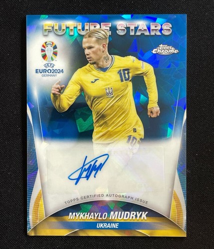 [TC05844] 2024 Topps UEFA EURO SAPPHIRE Ukraine 🇺🇦 Mykhalio Mudryk Future Stars Auto
